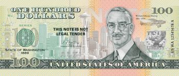 Souvenirschein 100 Dollar Washington – Der immergrüne Staat