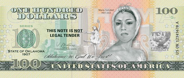 Souvenirschein 100 Dollar Oklahoma – Land der Roten Menschen