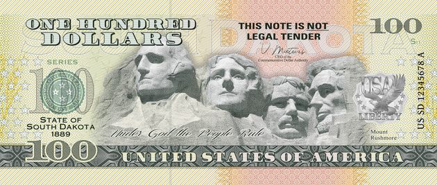 Souvenirschein 100 Dollar South Dakota – The Mount Rushmore State